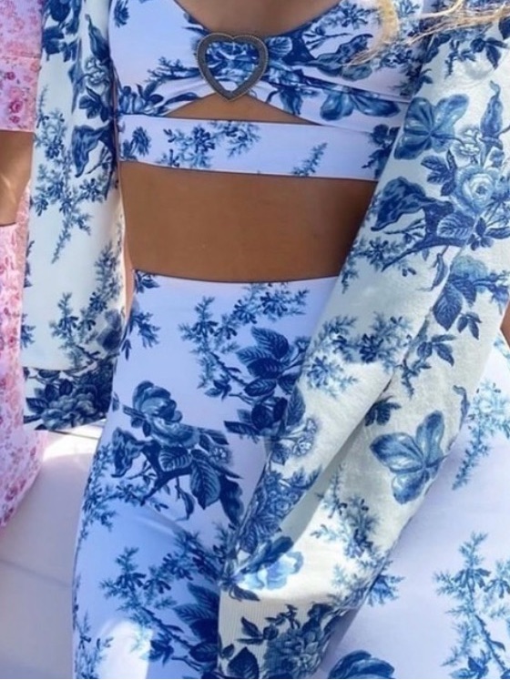Nwt Loveshackfancy X Beach Riot Piper Legging Blue China Floral Medium M